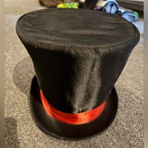 Mad Hatter black top hat with a red ribbon